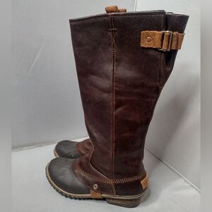 Sorel Women's Slimpack Tall Equestrian Riding Boots 8.5 Brown Leather Duck